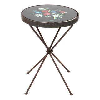 Mid-Century French Ceramic and Wrought Iron Table from Ardeco, Vallauris, France, 1950s For Sale