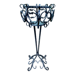 Antique Wrought Iron Plant Stand – Victorian Garden Pedestal Planter Stand