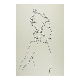 Vintage Pen & Ink Drawing Study Male For Sale
