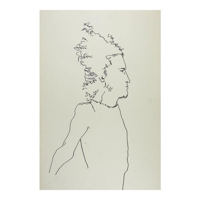 Vintage Pen & Ink Drawing Study Male For Sale