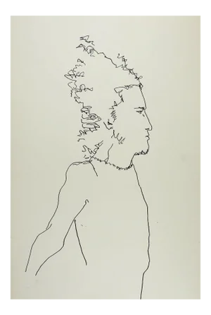 Vintage Pen & Ink Drawing Study Male