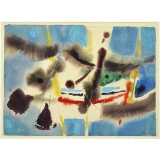 Enrico Paulucci, Marine Landscape, 1960s, Mixed Media Ink and Watercolor on Paper For Sale