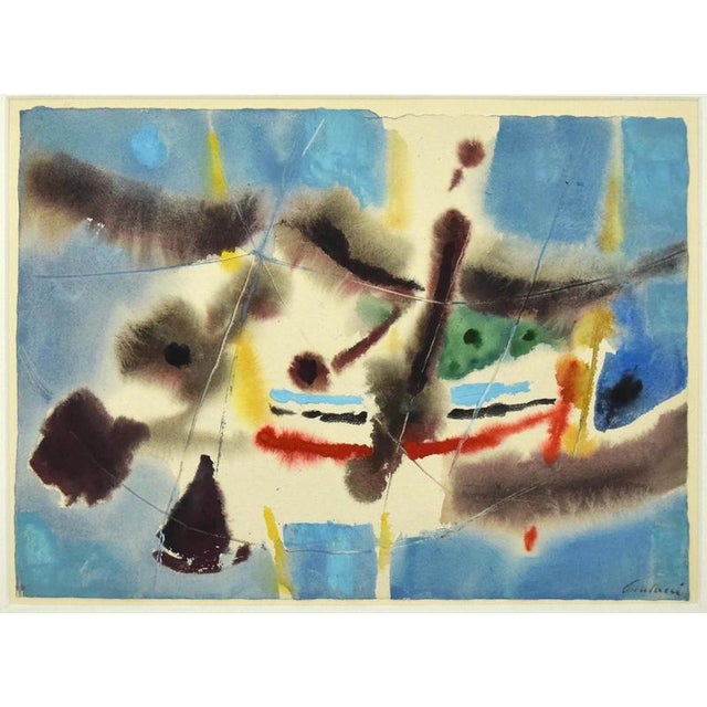 Enrico Paulucci, Marine Landscape, 1960s, Mixed Media Ink and Watercolor on Paper For Sale