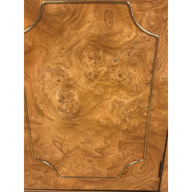 1970s Burled Wood and Inlaid Brass Console From Mastercraft For Sale - Image 5 of 12