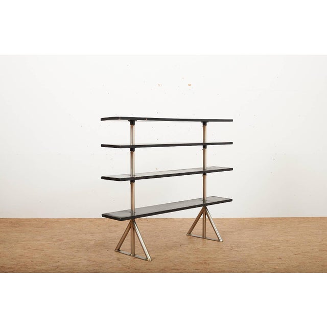 Freestanding Shelving Unit in Nickel-Plated Steel Tube Frame and Wood Shelves, 1930s For Sale - Image 14 of 17