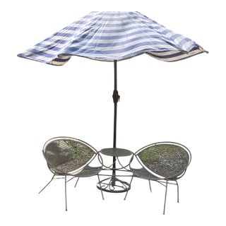 Mid 20th Century Salterini Radar Chairs With Table and Umbrella and Base, Attributed For Sale