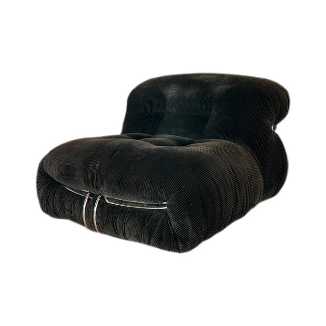 1970s Set of Brown Corduroy Soriana Armchair & Pouf by Afra & Tobia Scarpa for Cassina, 1972 For Sale - Image 5 of 18