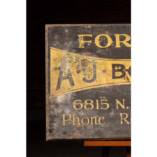 Original hand-painted wood real estate trade sign advertising A. J. Bopp & Co. of Chicago's Rogers Park neighborhood....