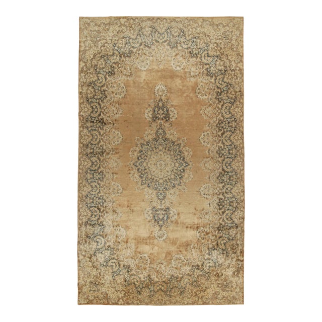 Antique Persian Yazd Rug in Bronze With Floral Medallion - by Rug & Kilim For Sale