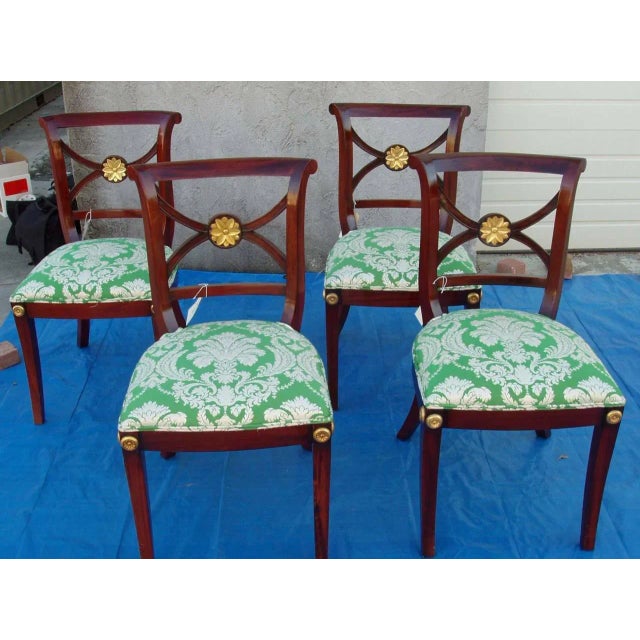 Wood Regency Klismos Chairs, 19th C. Refined Highly Carved Gilt Details - Set of 4 For Sale - Image 7 of 8