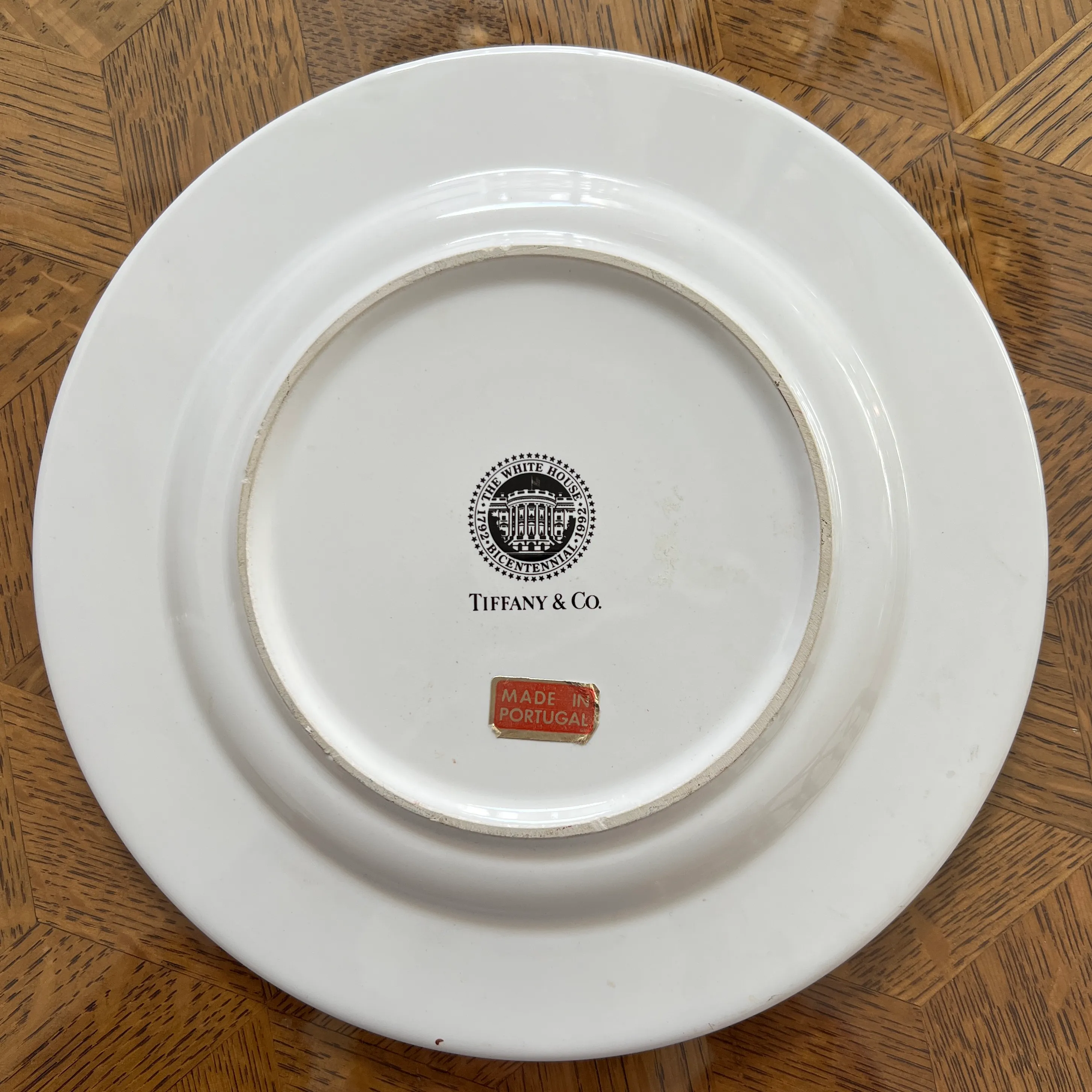 Tiffany & Co. Whitehouse Bicentennial Plate Made in Portugal, 1992