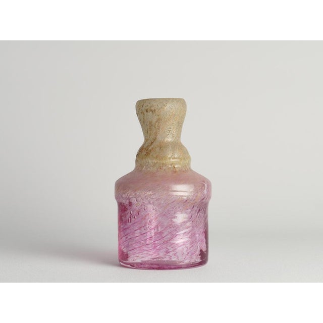 Bubblegum Pink and Yellow Art Glass Vase by Milan Vobruba, Sweden, 1980s For Sale - Image 5 of 14