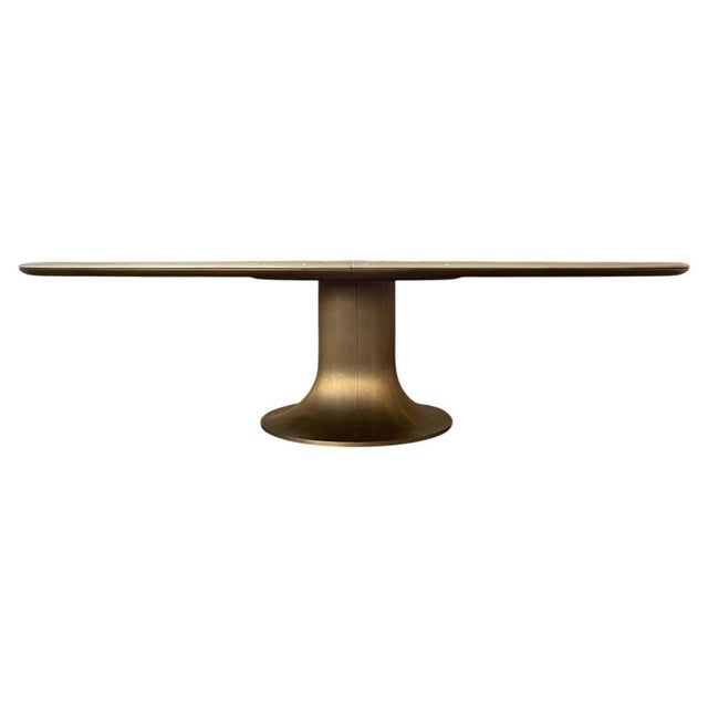 Oval Pyrolave and Bronze Pedestal Dining Table, by Giorgetti, Italy 2018 For Sale - Image 12 of 12