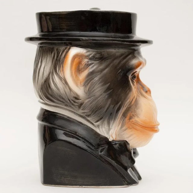 American Mid Century Vintage English Decorative Chimpanzee Toby Style Mug For Sale - Image 3 of 12