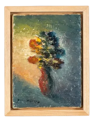 Expressionist Flower Still Life, Oil on Canvas, Framed
