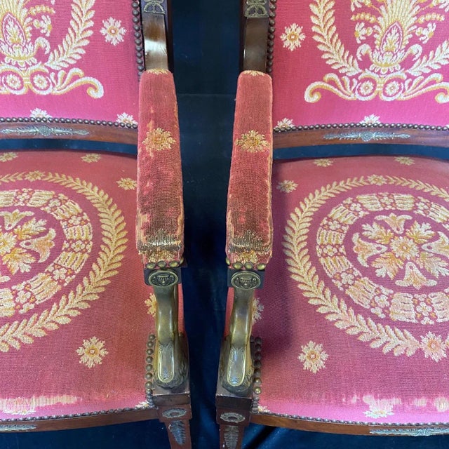 French Empire Mahogany Salon Set With Bronze Swan Decoration -Set of 5 For Sale - Image 9 of 13