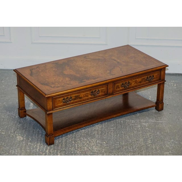 Stunning Brights Of Nettlebed Burr Walnut Coffee Table. A lovely solid and well-made coffee table has some surface marks...