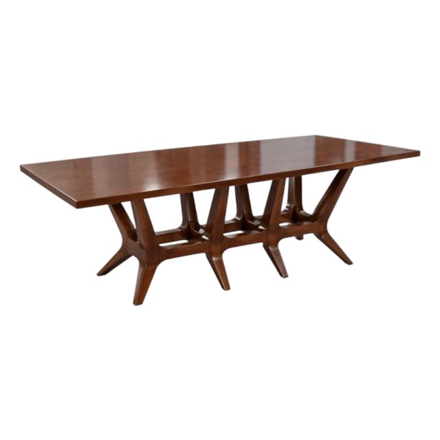 Joseph Jeup Sculpted Trestle Dining Table For Sale