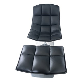 Authentic Knoll Studio-Jehs+Laub Pedestal Lounge & Ottoman-Black Leather/Silver Base For Sale