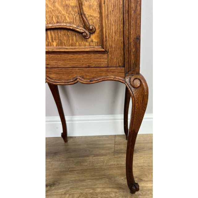 Gold Antique French Marble Top Oak Carved Nightstands For Sale - Image 8 of 11