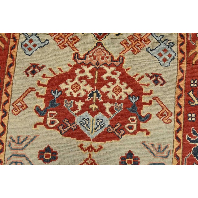 Kazak Runner 2’9” X 9’4” Gray Wool Tribal Hand-Knotted Oriental Rug For Sale - Image 4 of 14