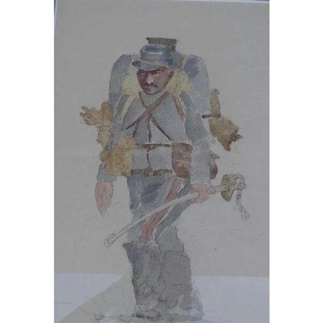 Early 20th Century Portrait of a French Soldier Watercolor Painting, Framed For Sale In Denver - Image 6 of 8