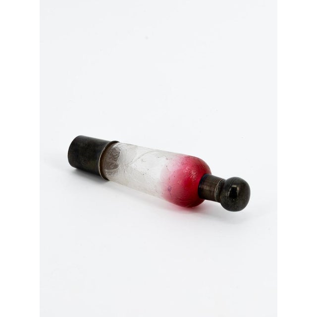 Art Nouveau Nancy Perfume Bottle in Polychrome Etched Glass with Full Silver Mount from Daum, 1890s For Sale - Image 5 of 11