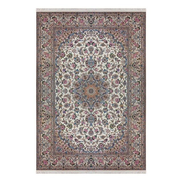 Hand-Knotted Nain Rug in Virgin Wool and Silk For Sale