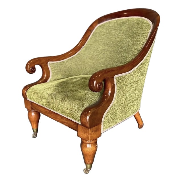 19th Century English Mahogany Library Chair For Sale