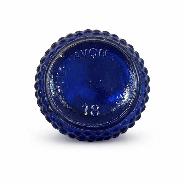 Vintage Avon Cobalt Blue Glass 8.5” Oil Lamp Hong Kong Hobnail Base 1950s-70s For Sale - Image 4 of 4