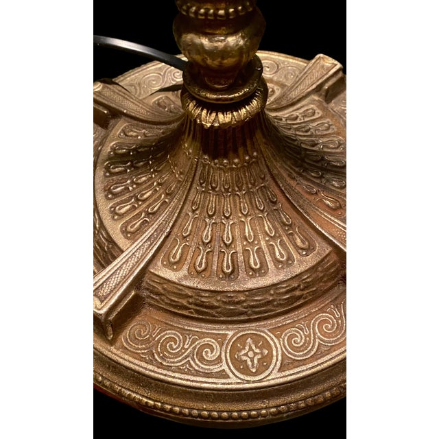 Antique Art Nouveau Table Lamp With Leaded Glass Shade, 1909 For Sale - Image 4 of 13