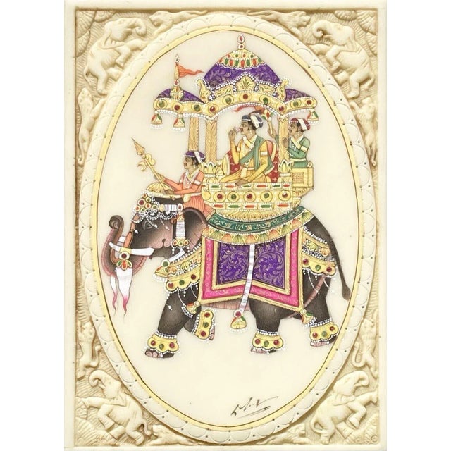 Professionally framed and matted. Hand made, hand painted, and hand carved on camel bone. Originates from the Rajasthani...