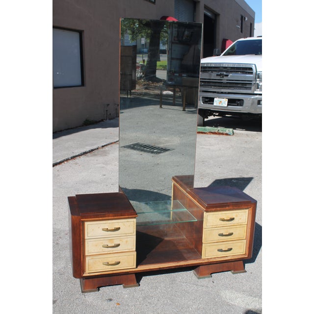 C1930's French Art Deco Parchment Goat Skin 6 Drawer Glamorous Ladies Vanity For Sale - Image 12 of 12