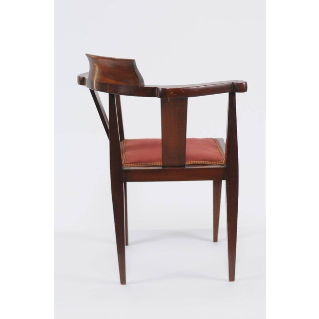 Early 20th Century French 1900s Mahogany Corner Child Chair with Crossbanding and Tapered Legs For Sale - Image 5 of 9