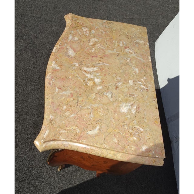 Antique French Louis XVI Marble Top Nightstand With Brass Ormolu For Sale In Los Angeles - Image 6 of 17