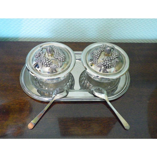 Jam/Honey Set in Glass and Treated Metal, 1970s, Set of 7 For Sale - Image 6 of 15