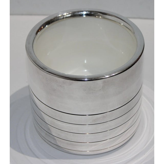 Christofle Lidded Ice Bucket Silver Plate & Brass Vintage Art Deco style from a Palm Beach estate