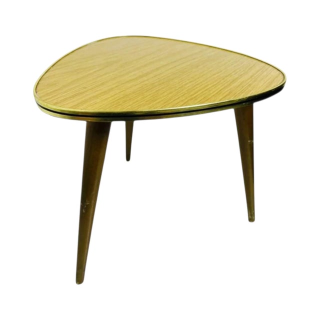 Vintage Triangular Werzalit Side Table with Tapered Wood Legs, 1950s For Sale - Image 11 of 11