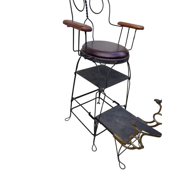 Antique Shoeshine Barbers Chair Twisted Wrought Iron Ice Cream Parlor Armchair For Sale - Image 18 of 18