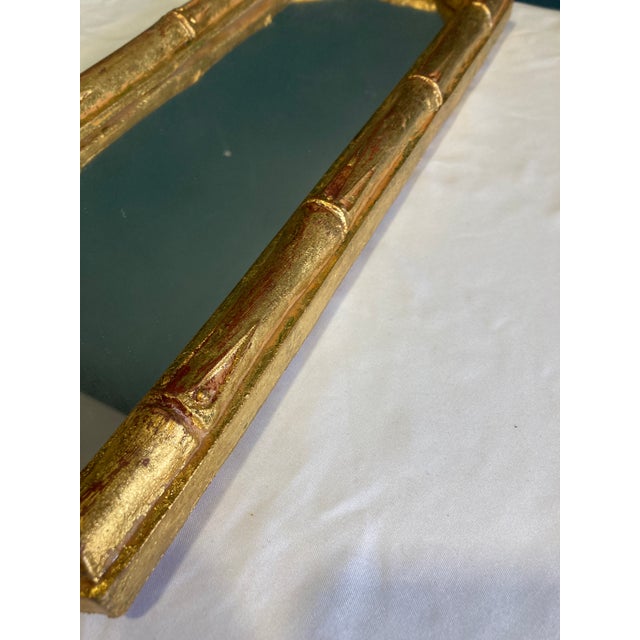 Mid-Century Modern Vintage Italian Giltwood Bamboo Wall Mirror Florentia For Sale - Image 3 of 13