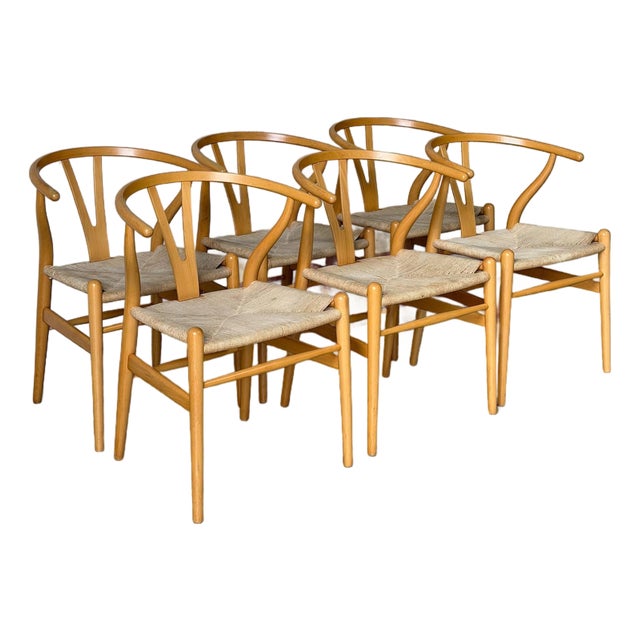 Carl Hansen & Søn Wegner Wishbone Dining Chairs Set of 6 Beech Danish Mid-Century Modern For Sale