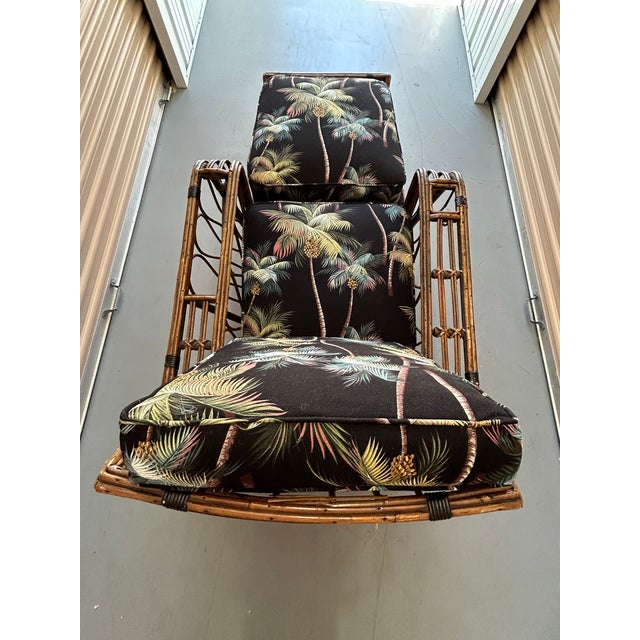 1930s Stick Reed Lounge Chair and Ottoman For Sale - Image 4 of 12