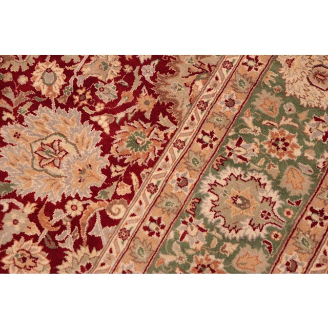 1990s Shabby Chic 1990's Pak-Persian Red/Green Wool Rug - 6'2'' X 8'11'' For Sale - Image 5 of 9
