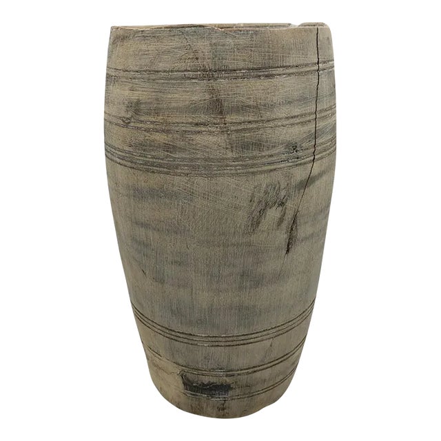 Vintage Indian Wood Vessel For Sale