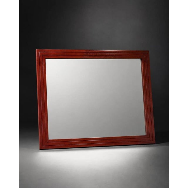 Large Red Wood Framed Rectangular Wall Mirror For Sale - Image 4 of 6