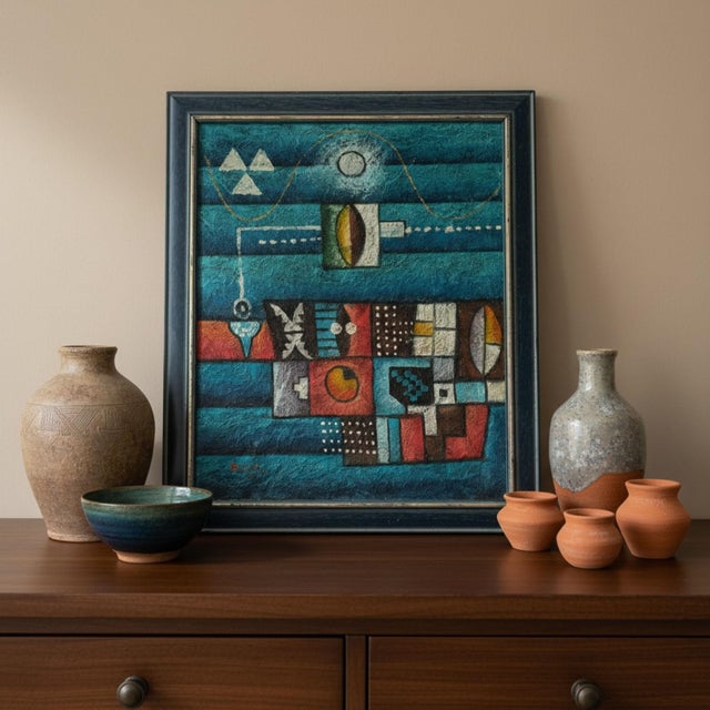 Blue B. Long, Abstract Artworks, 1960s, Canvas Paintings, Set of 2 For Sale - Image 8 of 18