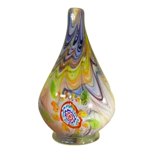 Swirly Multicolored Studio Murano Glass Vase.