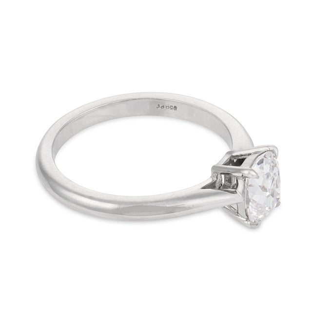 1930s Art Deco Gia 1.06 Carat Old Mine Cut Diamond Platinum Solitare Engagement Ring, Size 6 For Sale - Image 4 of 8