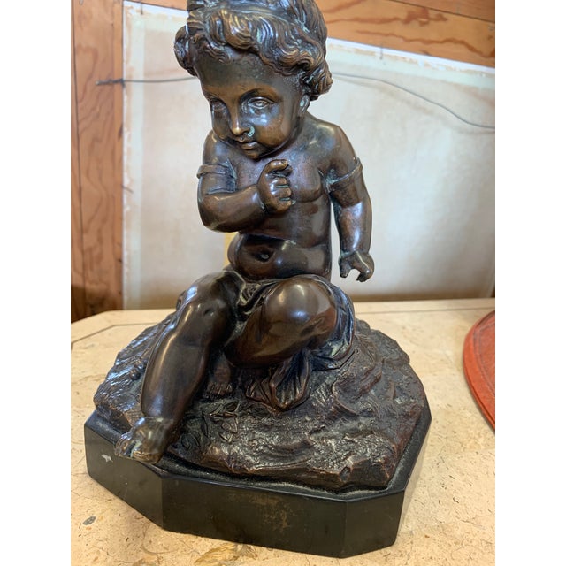 Early 20th Century Vintage Bronze Cherub Figure For Sale - Image 5 of 11