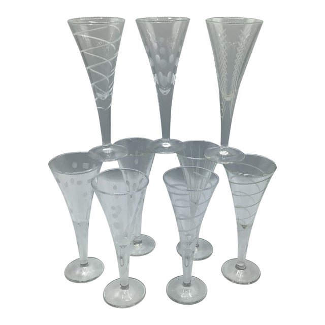 Mikasa Cordial Glasses- Assorted Design Set of 9 For Sale